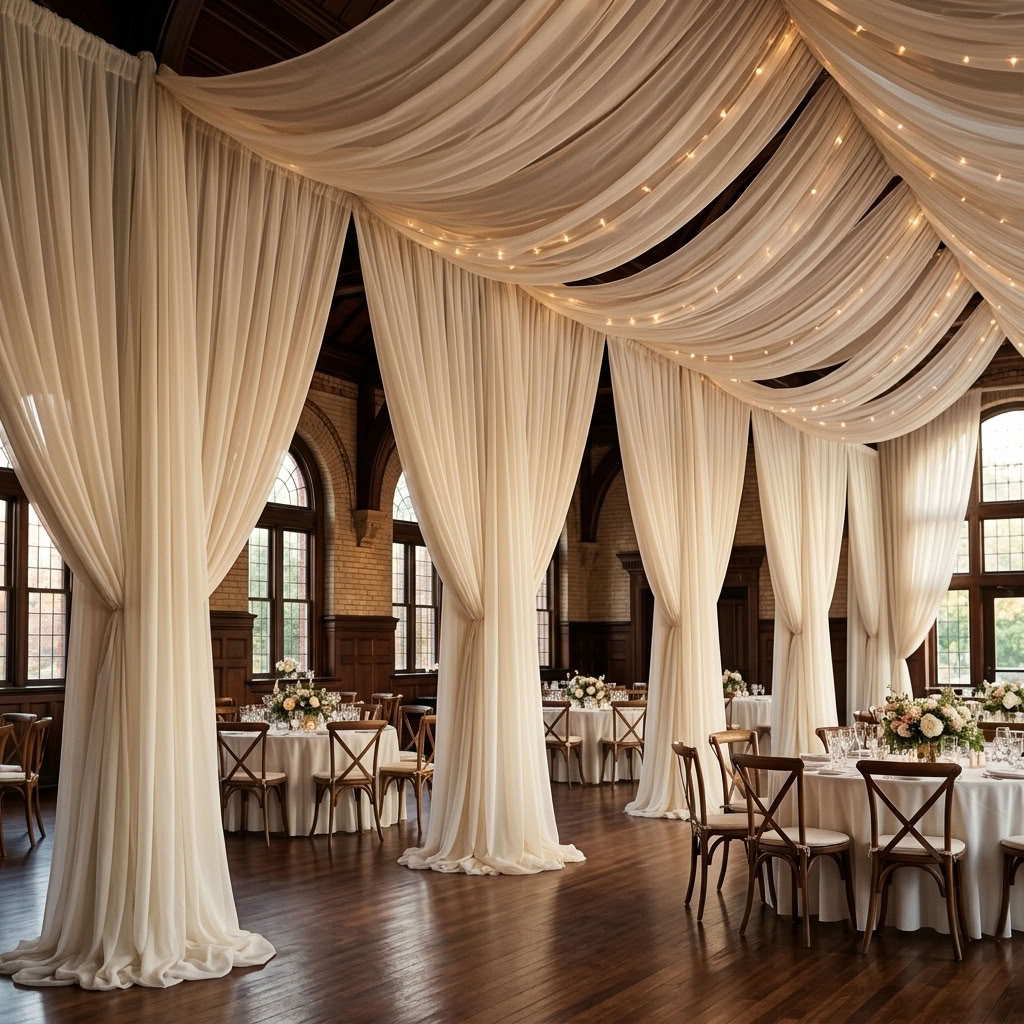 Chiffon Drapery Panel in Ivory 1113 - drapery view 3