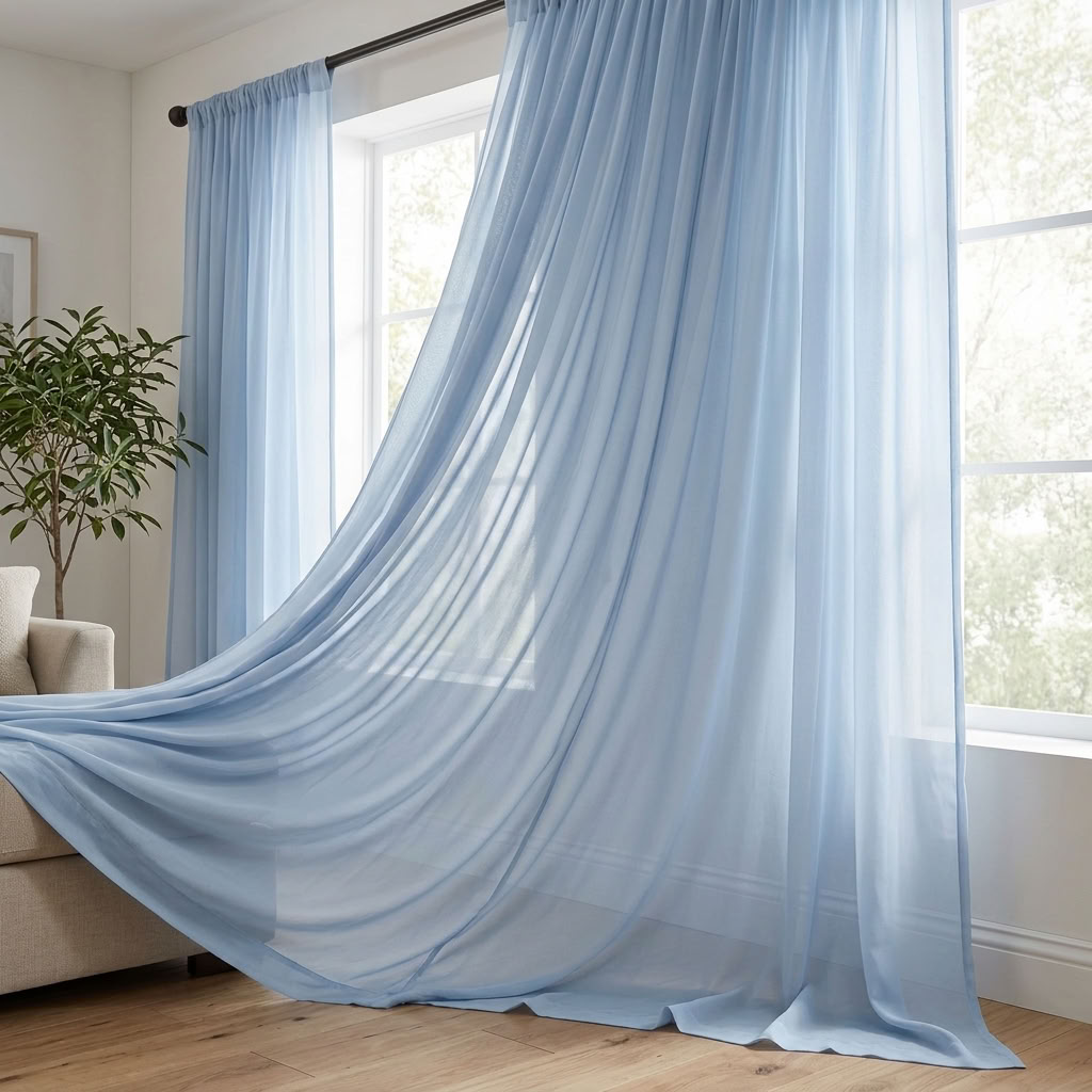 Chiffon Drapery Panel in Blue 1120 - drapery view 6