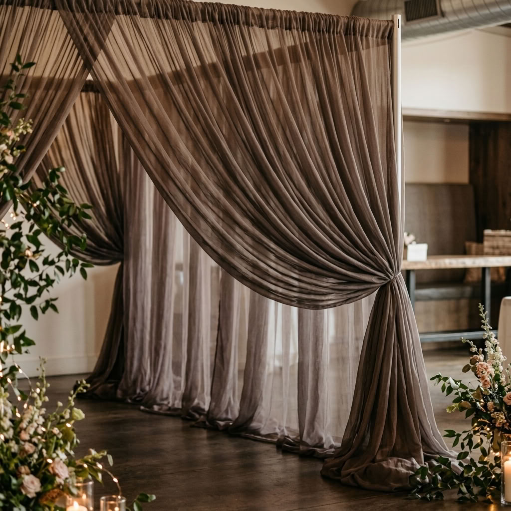 Chiffon Drapery Panel in Taupe/D 1184 - drapery view 7