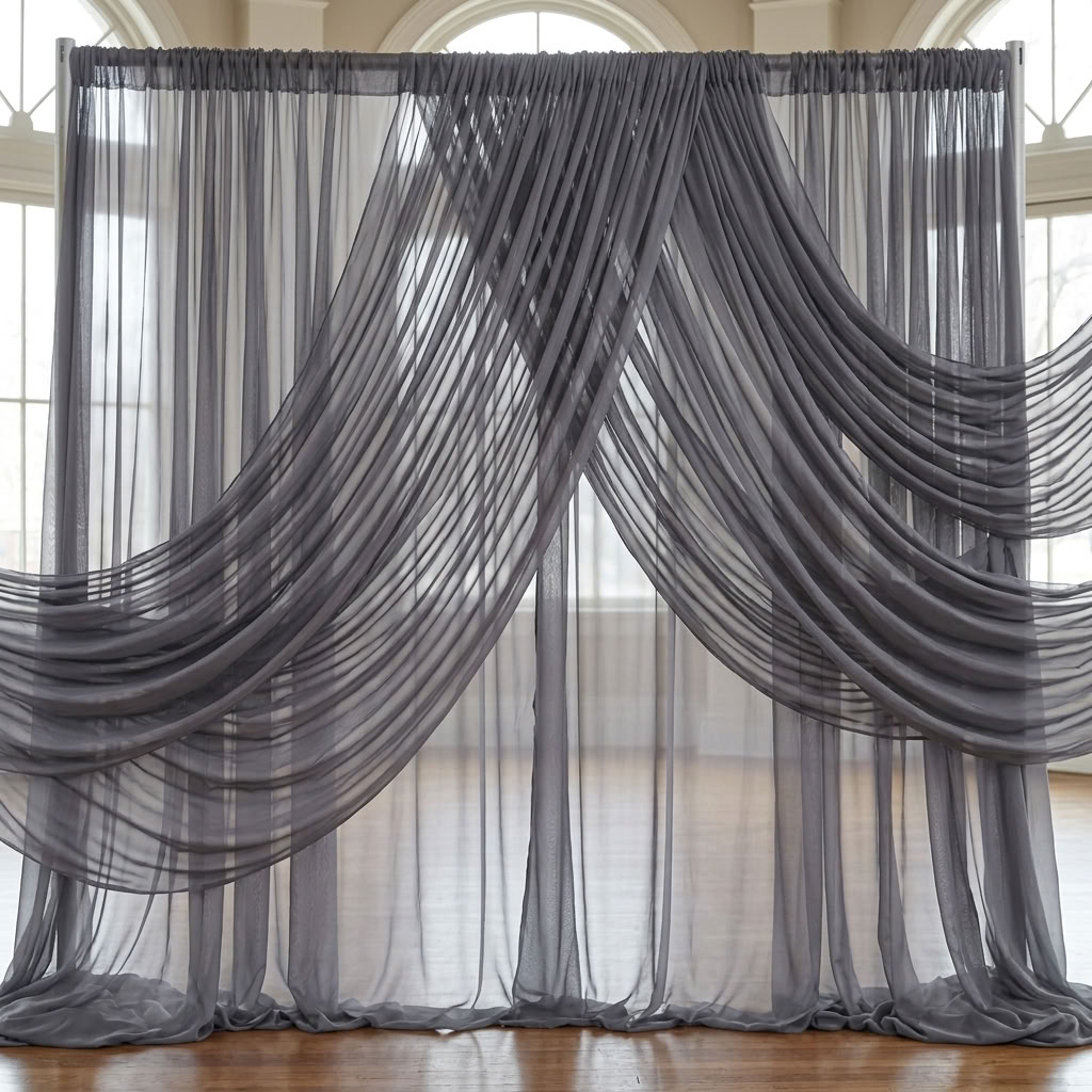 Chiffon Drapery Panel in Gray 8005 - drapery view 5
