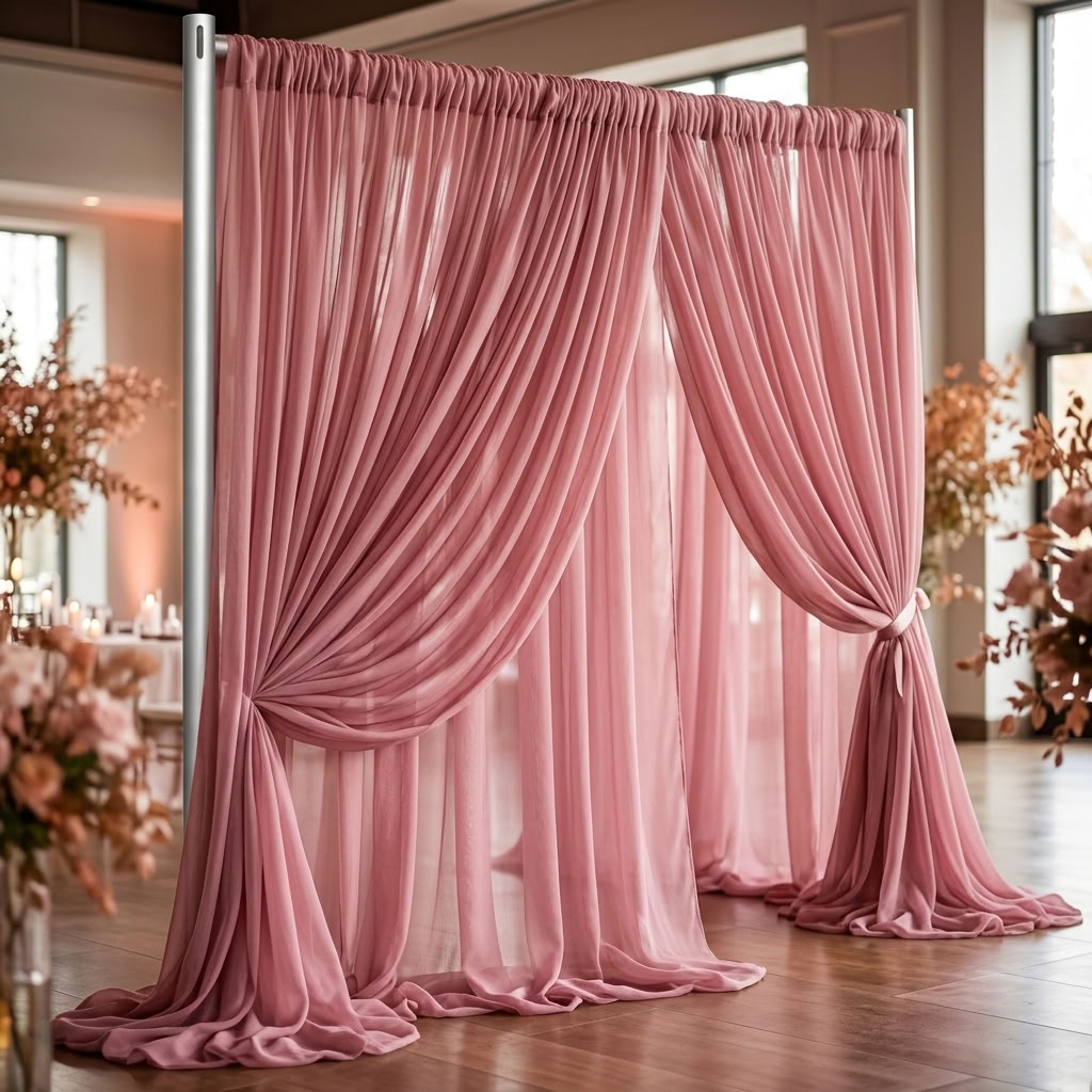 Chiffon Drapery Panel in Rose 1006 - drapery view 2