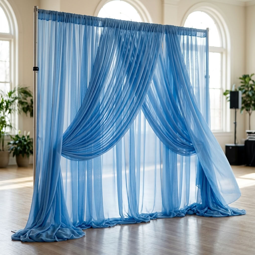 Chiffon Drapery Panel in Blue 1121 - drapery view 6