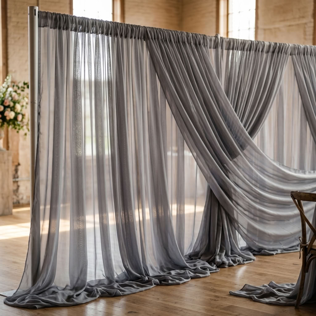 Chiffon Drapery Panel in Gray 8005 - drapery view 4