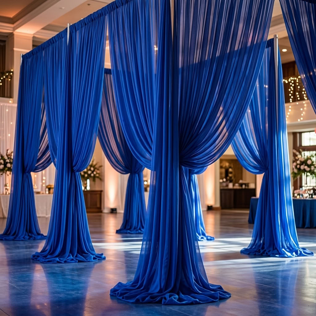 Chiffon Drapery Panel in Royal 1149 - drapery view 8