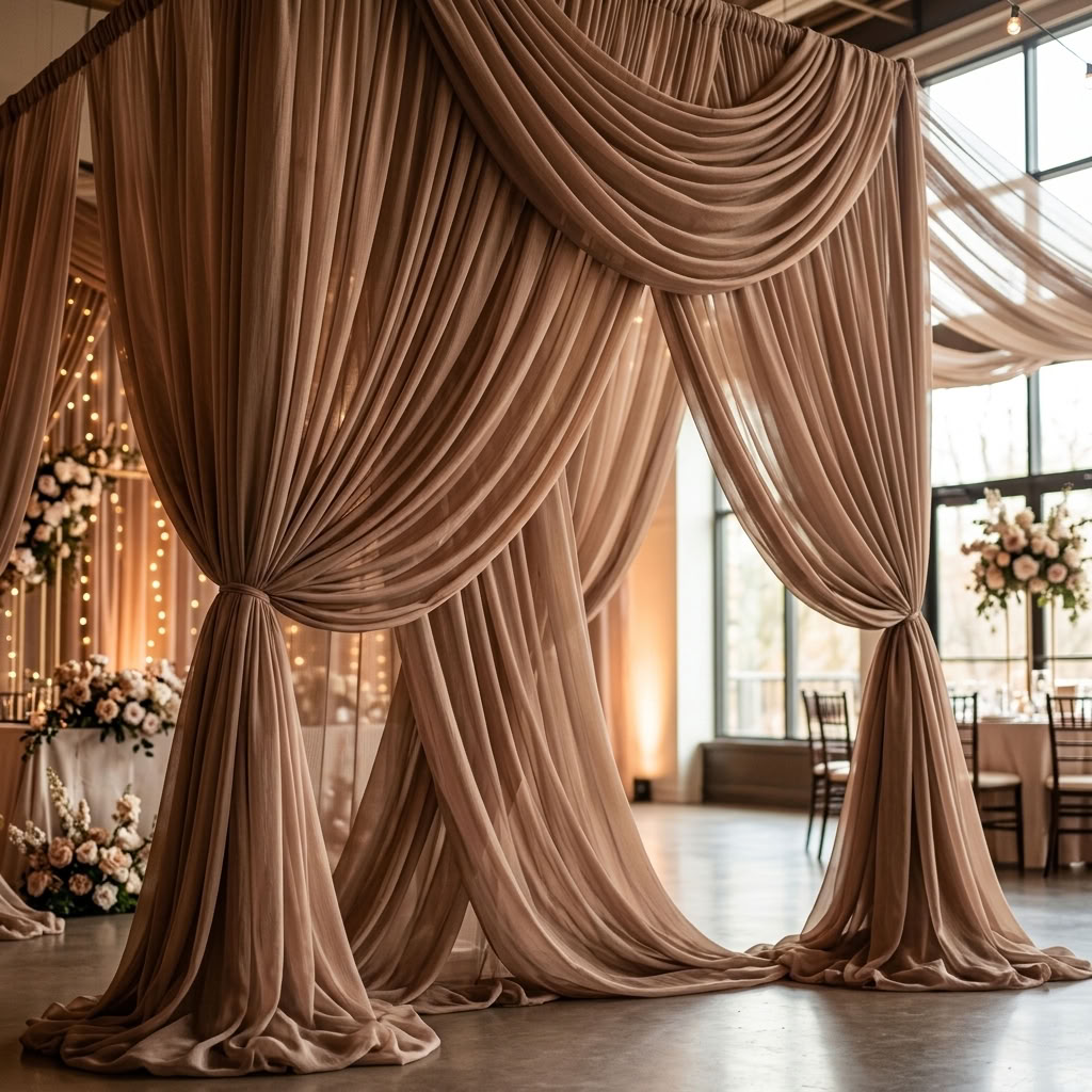 Chiffon Drapery Panel in Taupe 1183 - drapery view 7