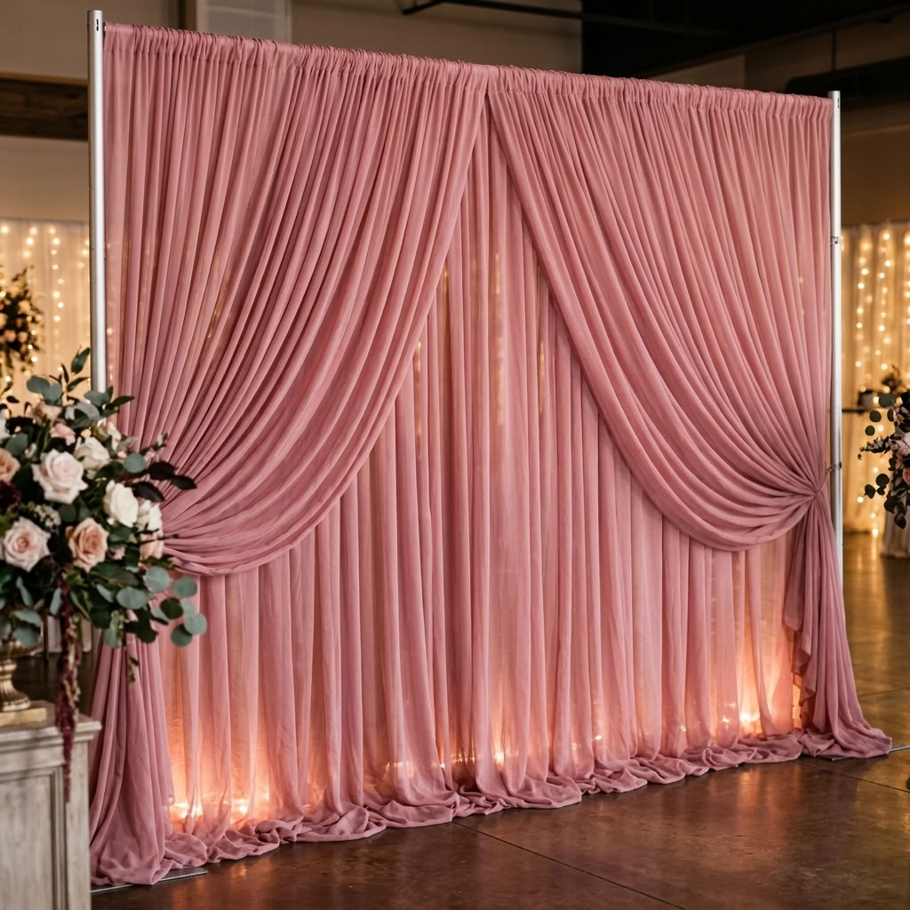 Chiffon Drapery Panel in Rose 1006 - drapery view 4
