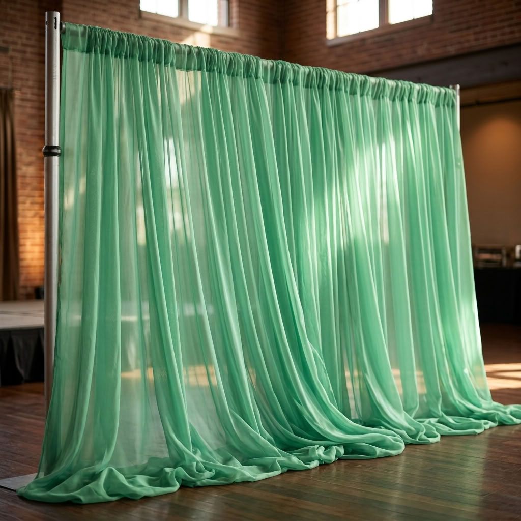 Chiffon Drapery Panel in Emerald 5641 - drapery view 8