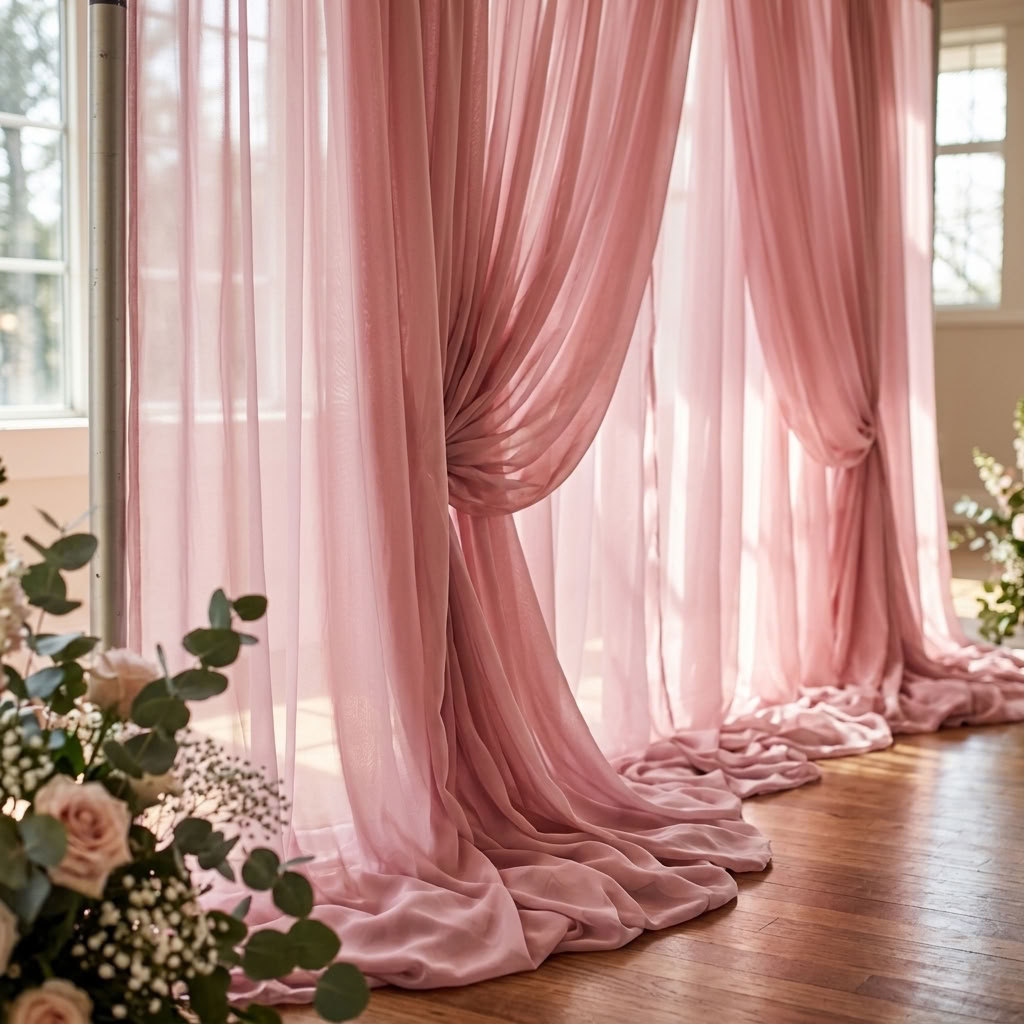 Chiffon Drapery Panel in Pink 1157 - drapery view 8