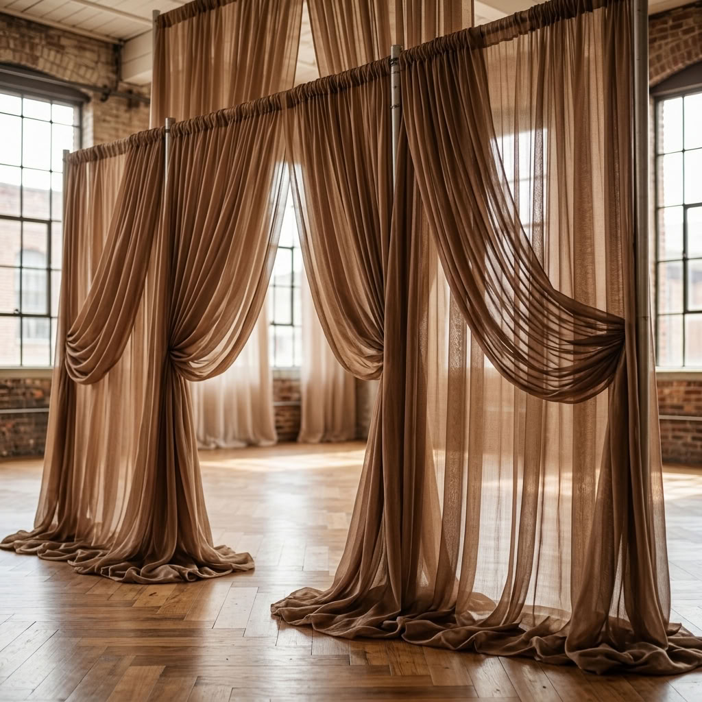 Chiffon Drapery Panel in Tan 2035 - drapery view 3