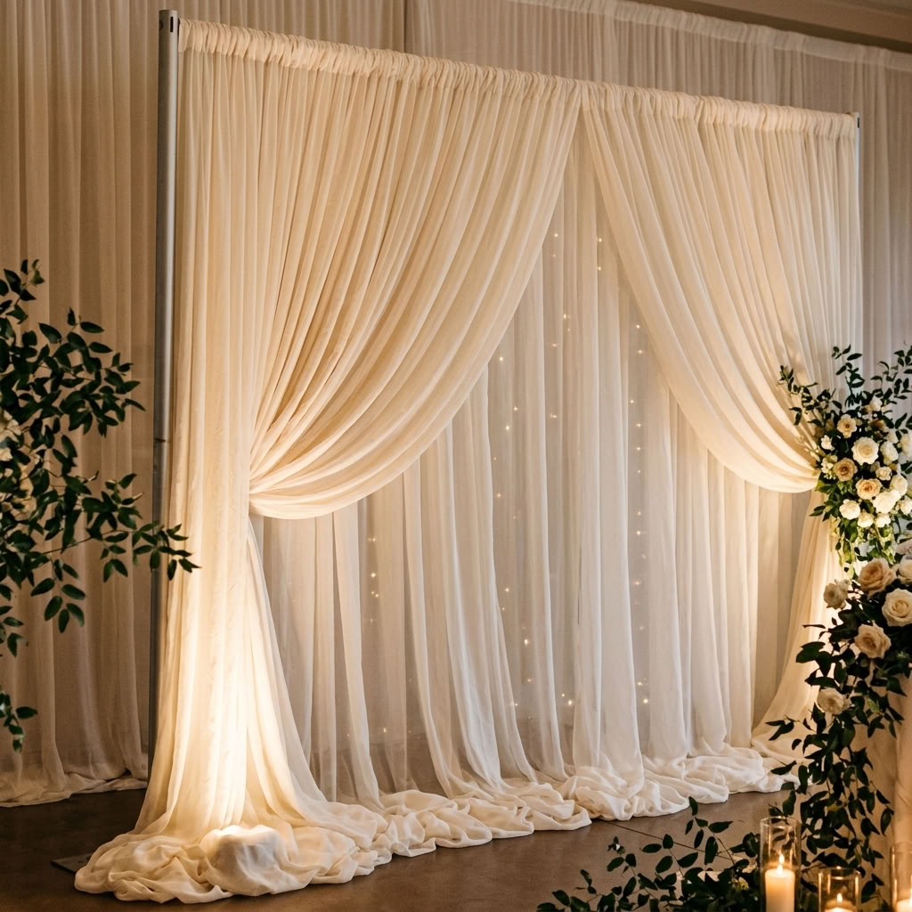 Chiffon Drapery Panel in Ivory 1112 - drapery view 6
