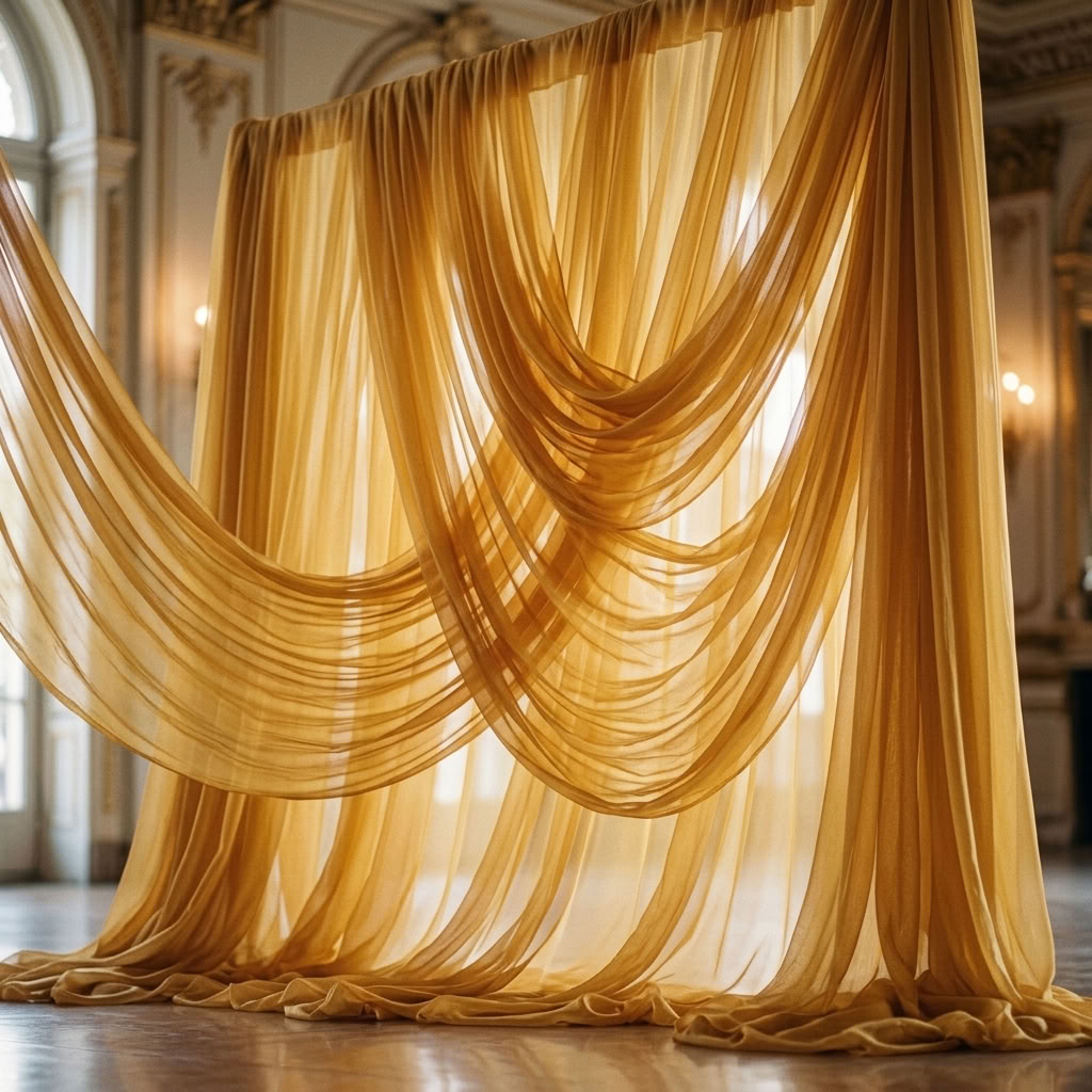 Chiffon Drapery Panel in Gold 1188 - drapery view 4