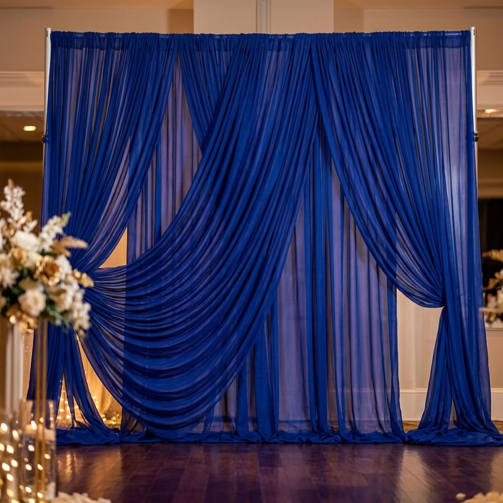 Chiffon Drapery Panel in Royal/Lush 1150 - drapery view 4