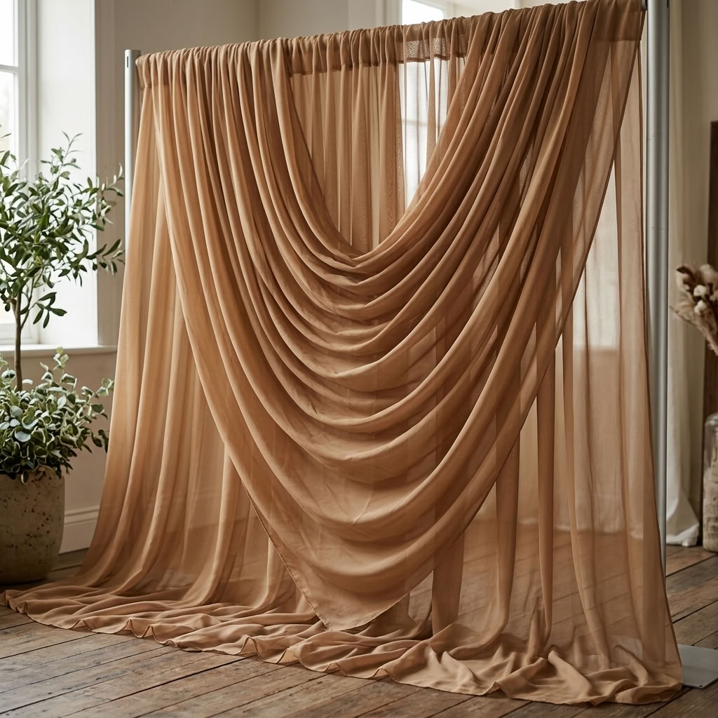 Chiffon Drapery Panel in Taupe 1183 - drapery view 4