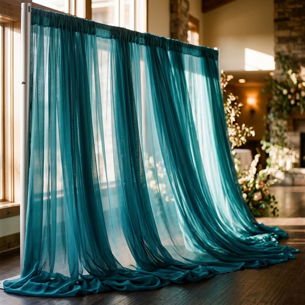 Chiffon Drapery Panel in Aqua 1136 - drapery view 1