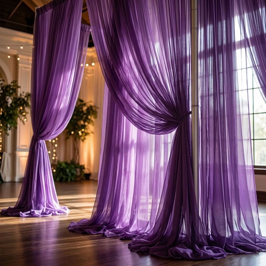 Chiffon Drapery Panel in Purple 1258 - drapery view 8