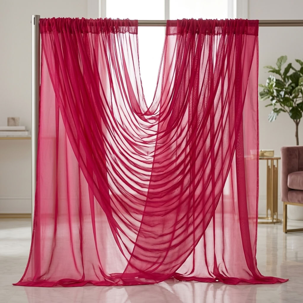 Chiffon Drapery Panel in Fuchsia 1220 - drapery view 5