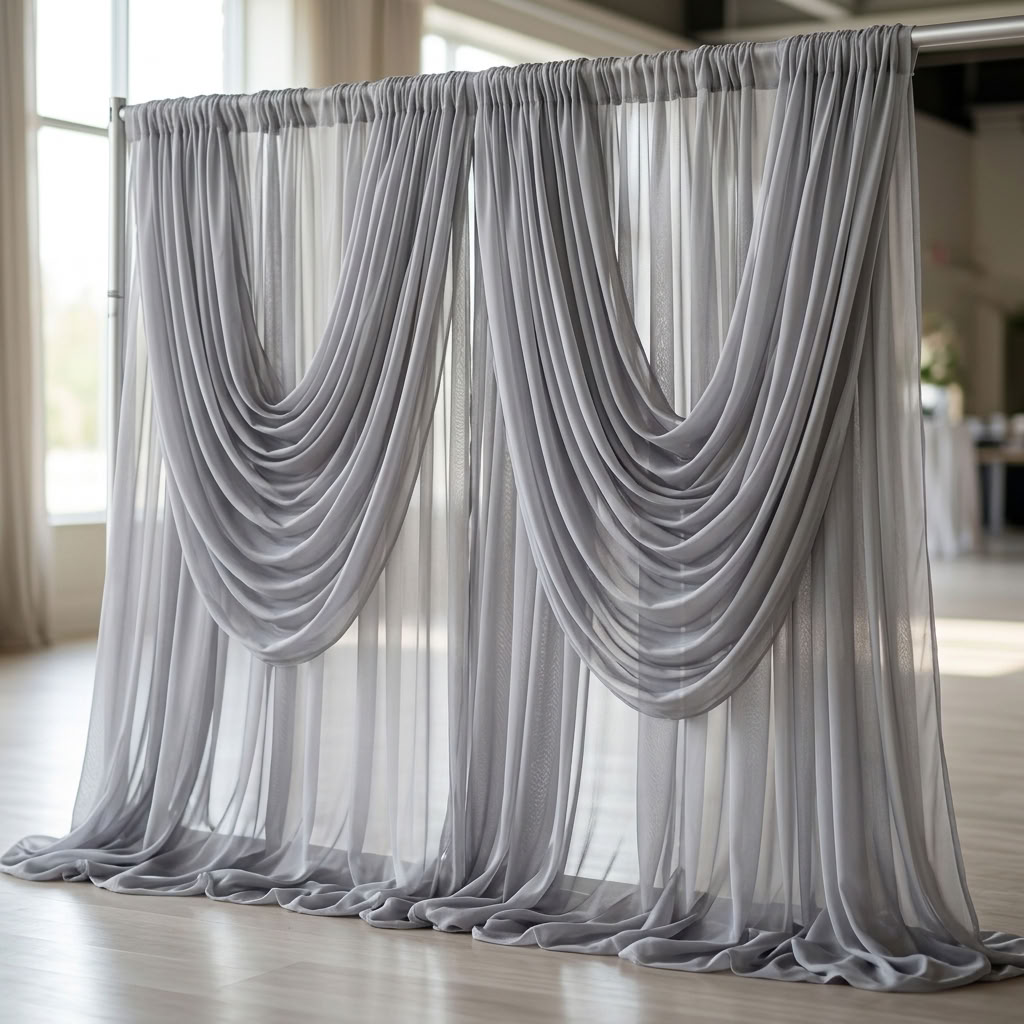 Chiffon Drapery Panel in Silver 0065 - drapery view 1