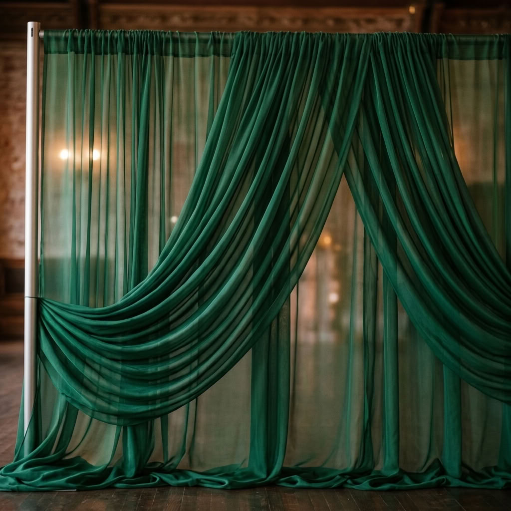 Chiffon Drapery Panel in Green 1875 - drapery view 3