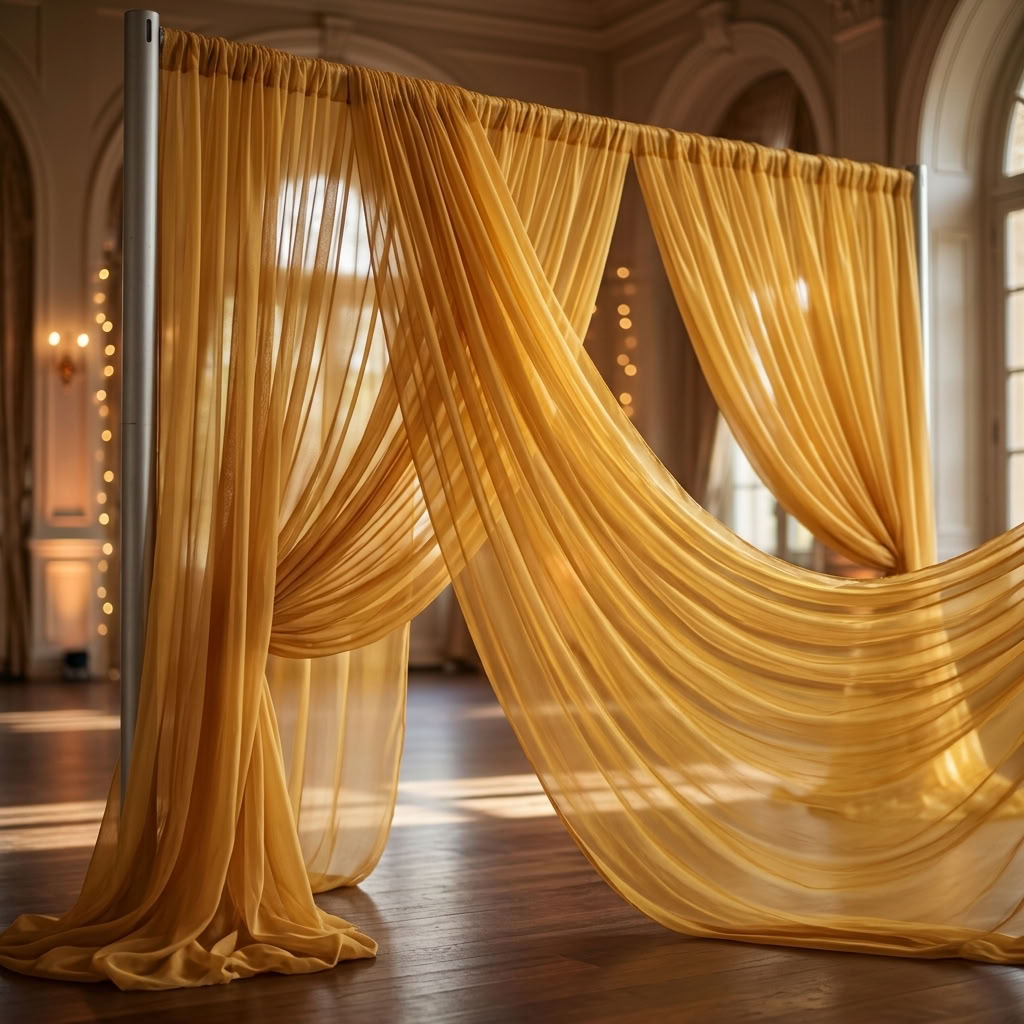 Chiffon Drapery Panel in Gold 1189 - drapery view 1