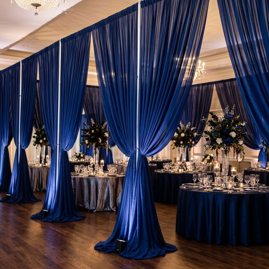 Chiffon Drapery Panel in Royal/Lush 1150 - drapery view 8