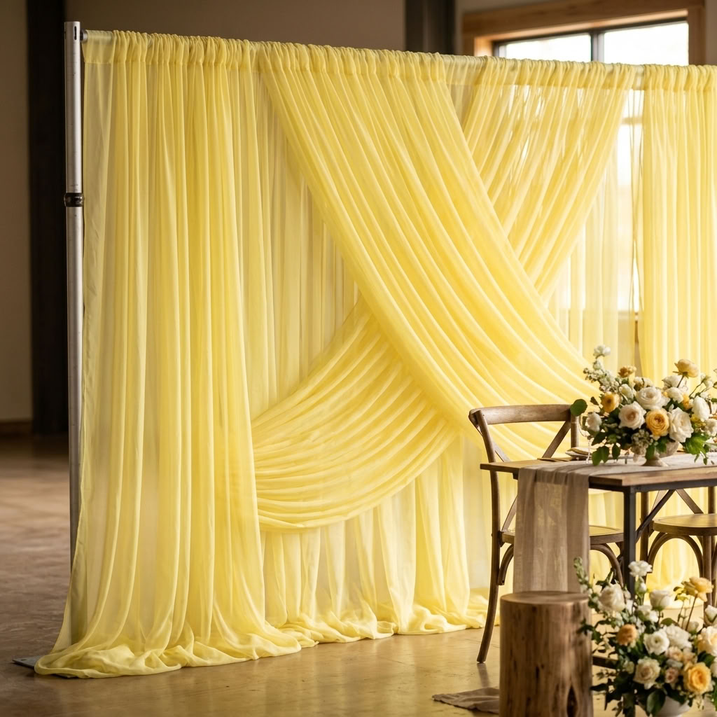 Chiffon Drapery Panel in Lemon Lush 7737 - drapery view 4
