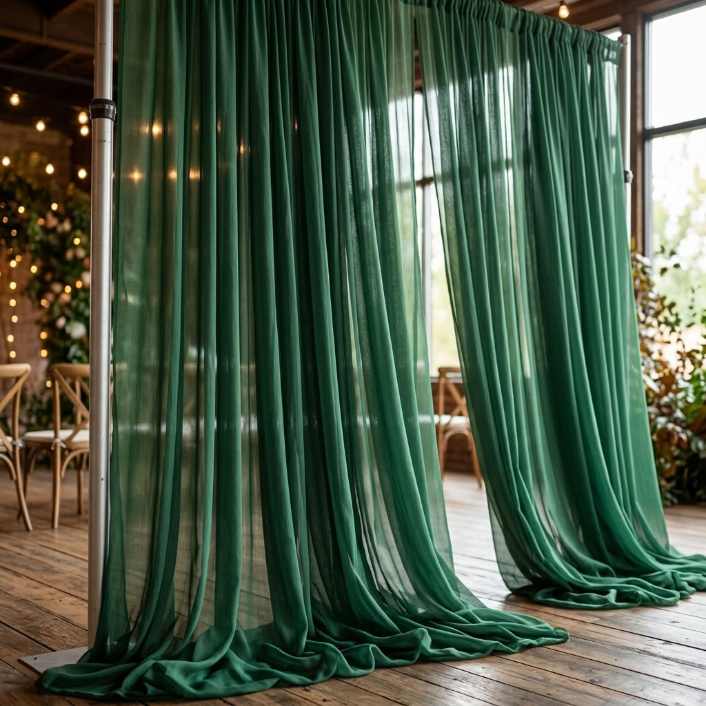 Chiffon Drapery Panel in Green 1875 - drapery view 1