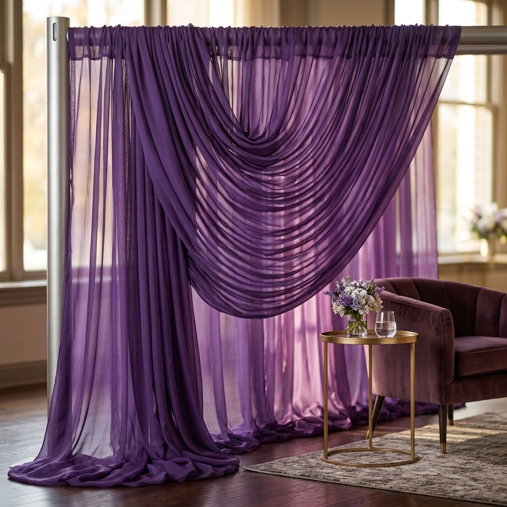 Chiffon Drapery Panel in Purple 1258 - drapery view 3
