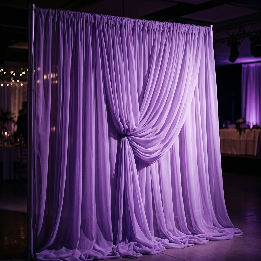 Chiffon Drapery Panel in Lilac 1174 - drapery view 1