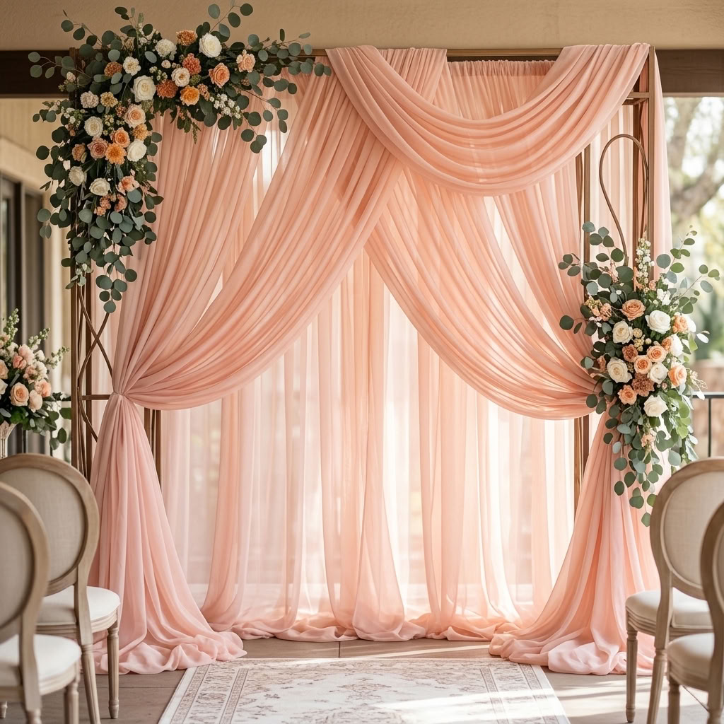 Chiffon Drapery Panel in Blush 4124 - drapery view 5