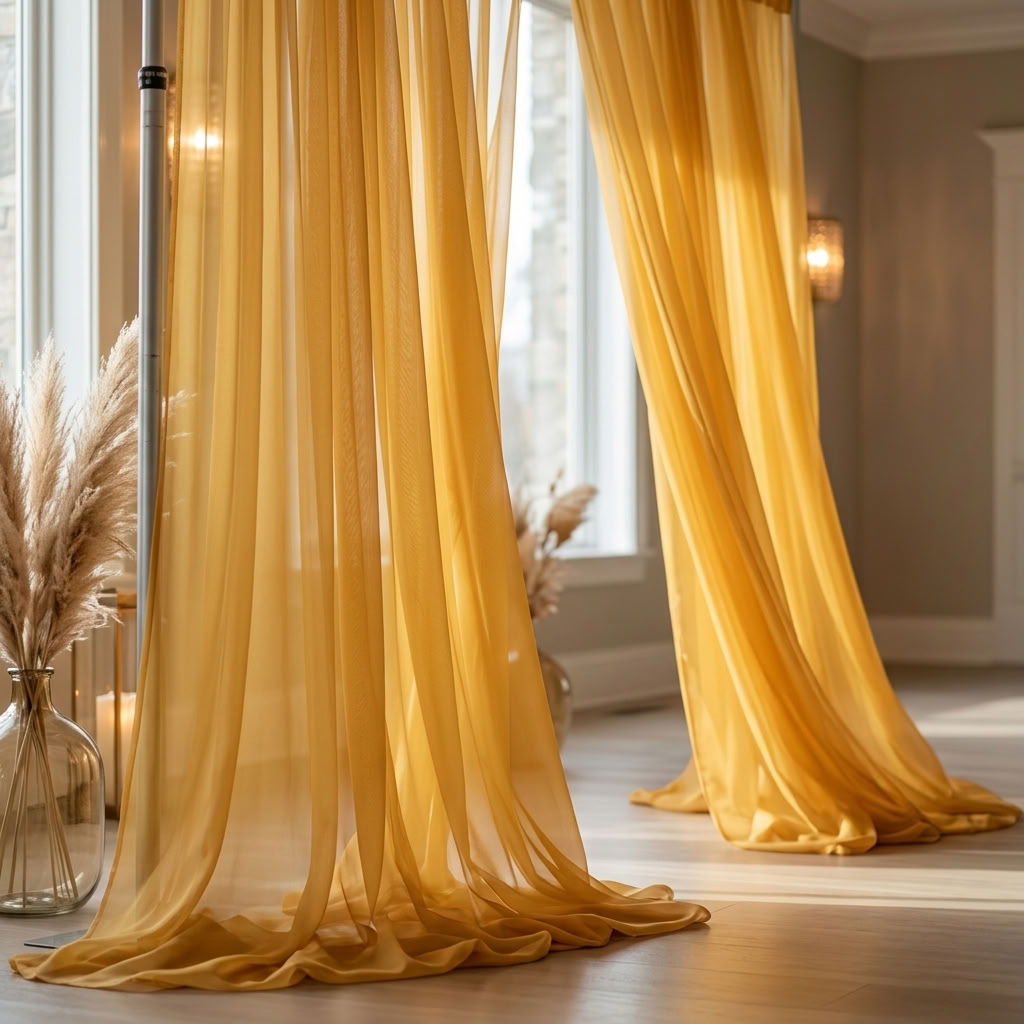 Chiffon Drapery Panel in Gold 1189 - drapery view 2