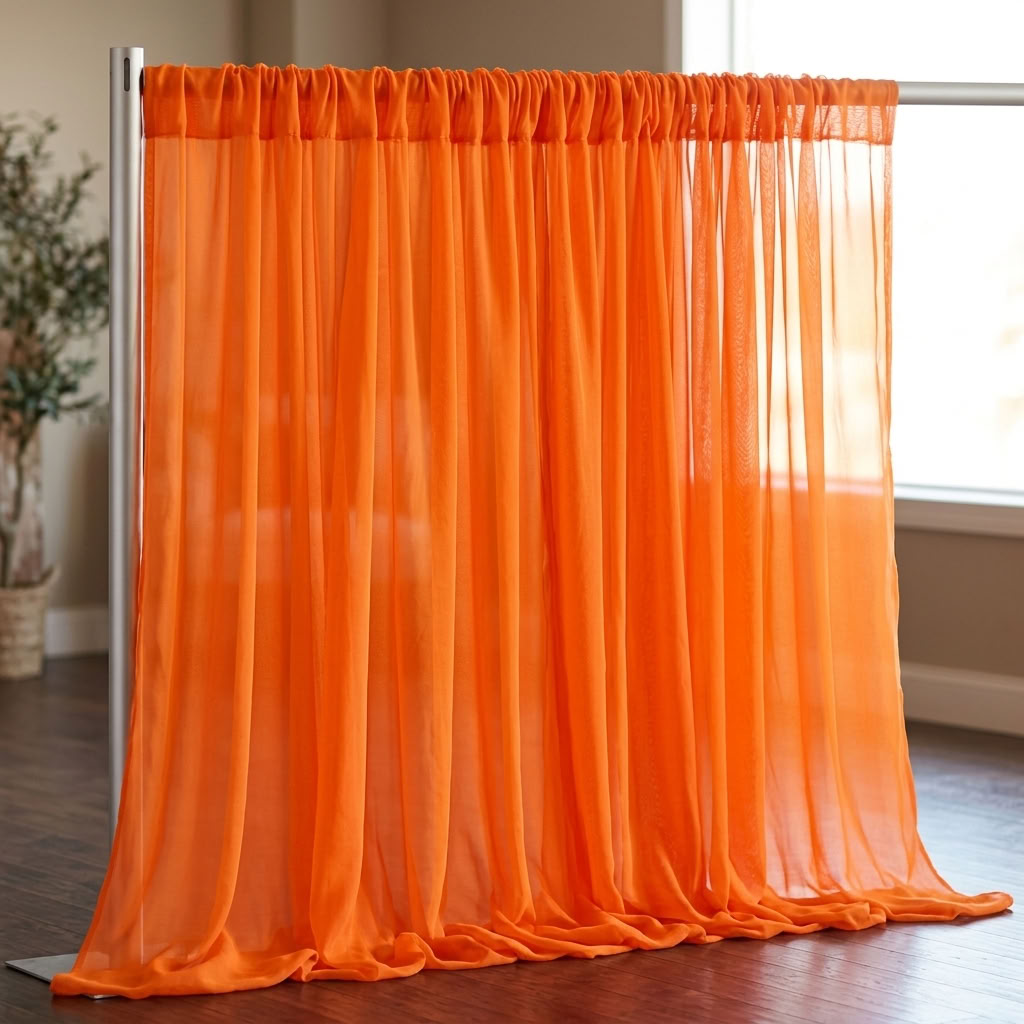 Chiffon Drapery Panel in Orange 1608 - drapery view 6