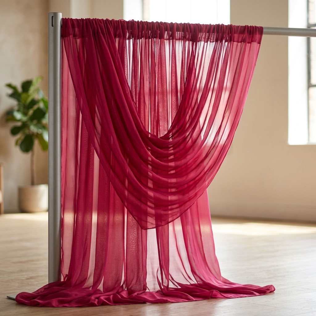 Chiffon Drapery Panel in Fuchsia 1220 - drapery view 1