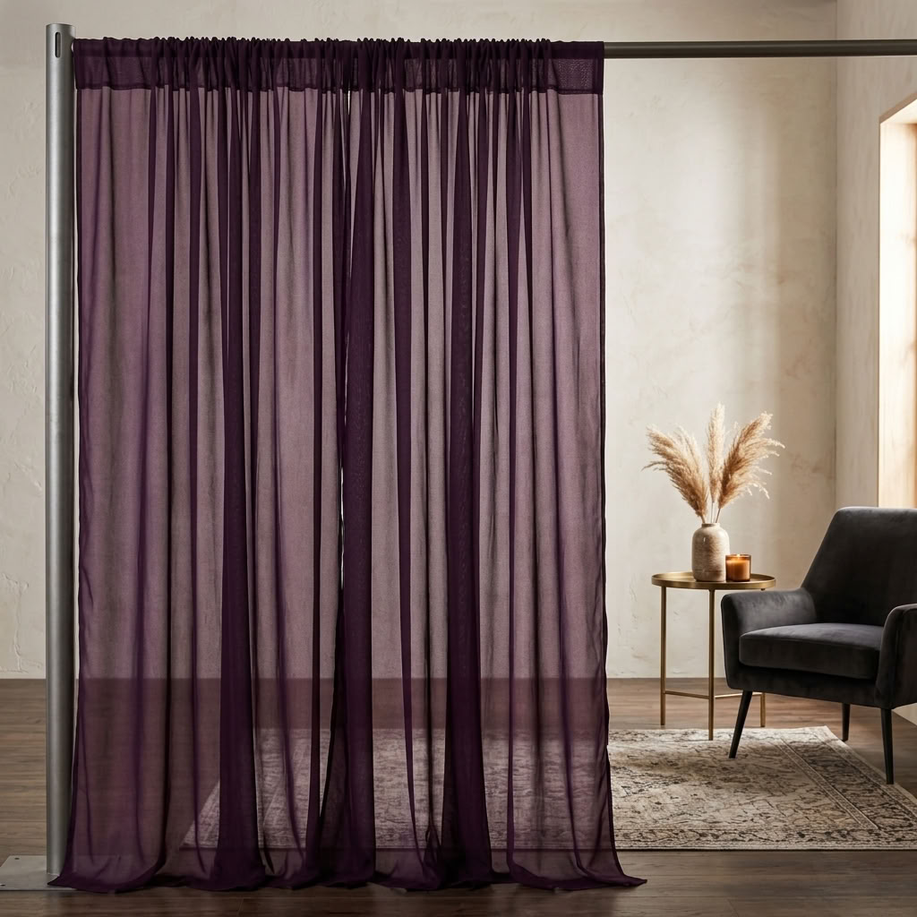 Chiffon Drapery Panel in Raisin 1356 - drapery view 3