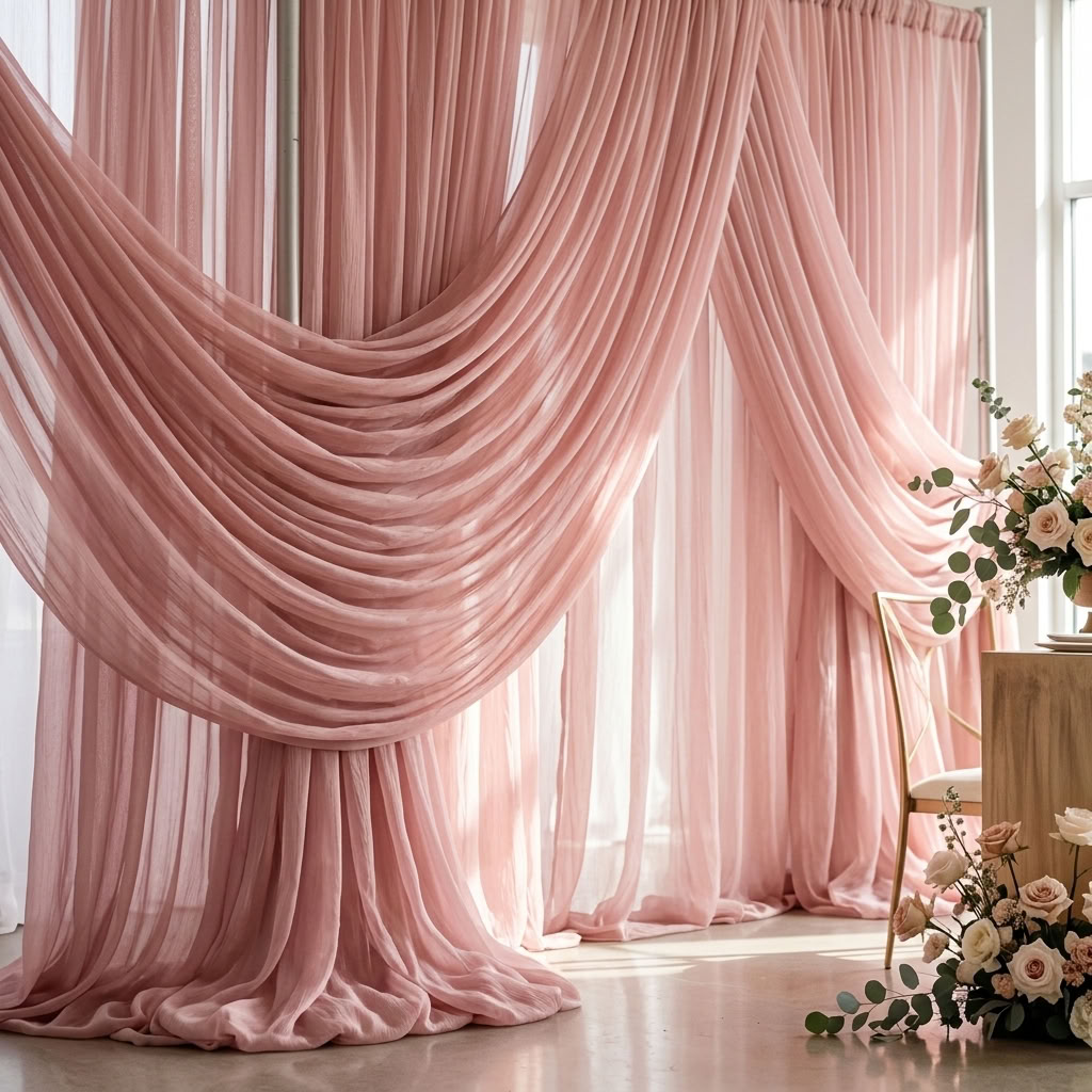 Chiffon Drapery Panel in D/Rose 1159 - drapery view 6