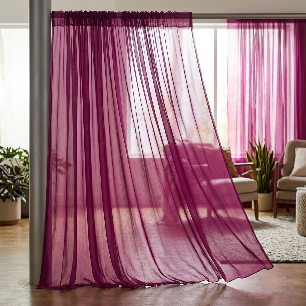 Chiffon Drapery Panel in Magenta 1281 - drapery view 1