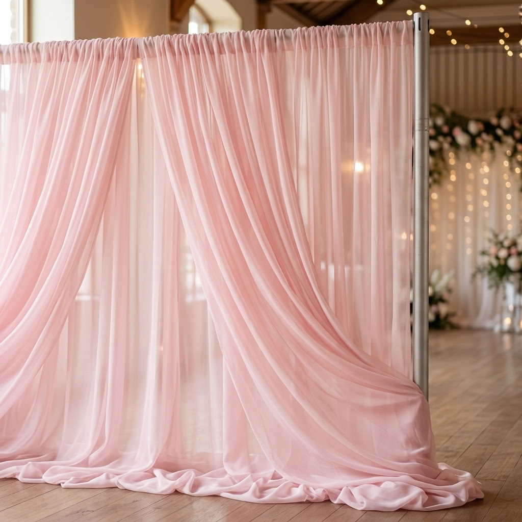 Chiffon Drapery Panel in Pink 5998 - drapery view 5