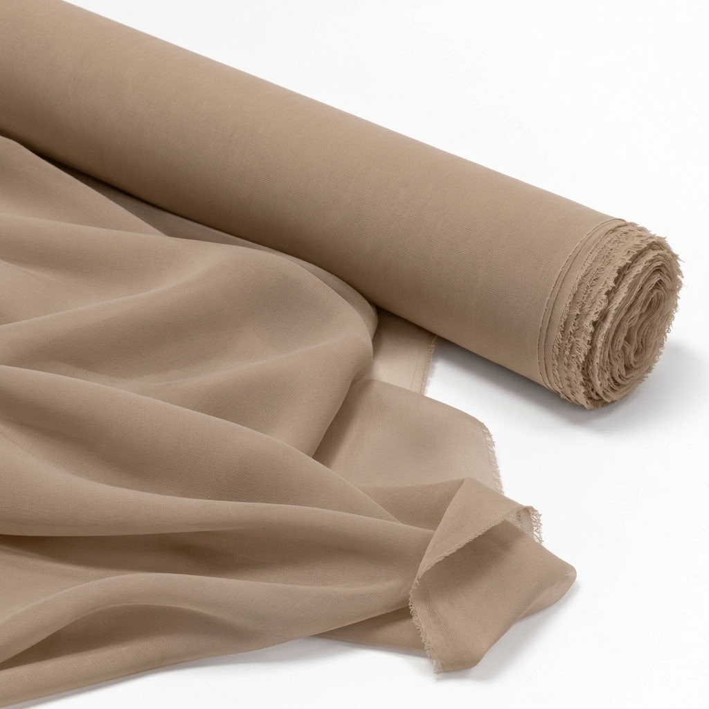 Chiffon Drapery Panel in Beige 9016 - fabric roll