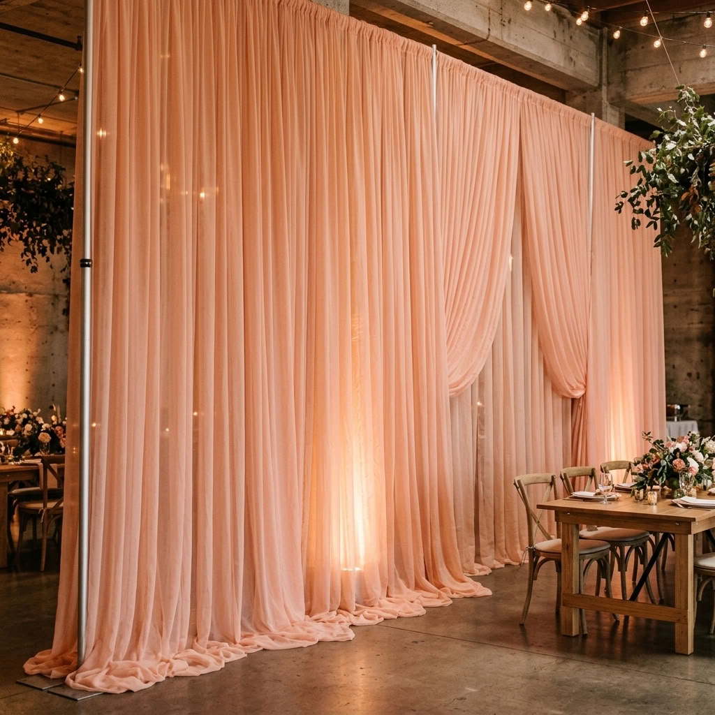 Chiffon Drapery Panel in Peach 4122 - drapery view 6