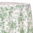 French Toile (Poly Print) Table Linen in Willow Green
