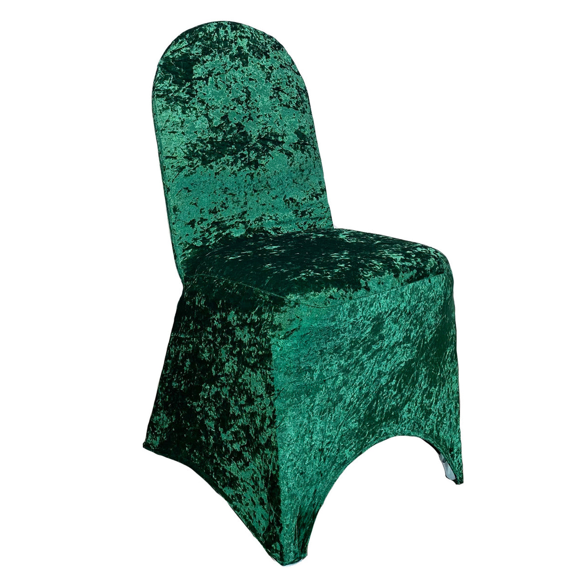 Velvet Spandex Banquet Chair Cover in Emerald Green Urquid Linen