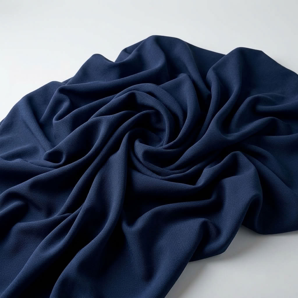 Interlock (Stretch) Wholesale Fabric in Navy 1245 - loose-fold fabric view