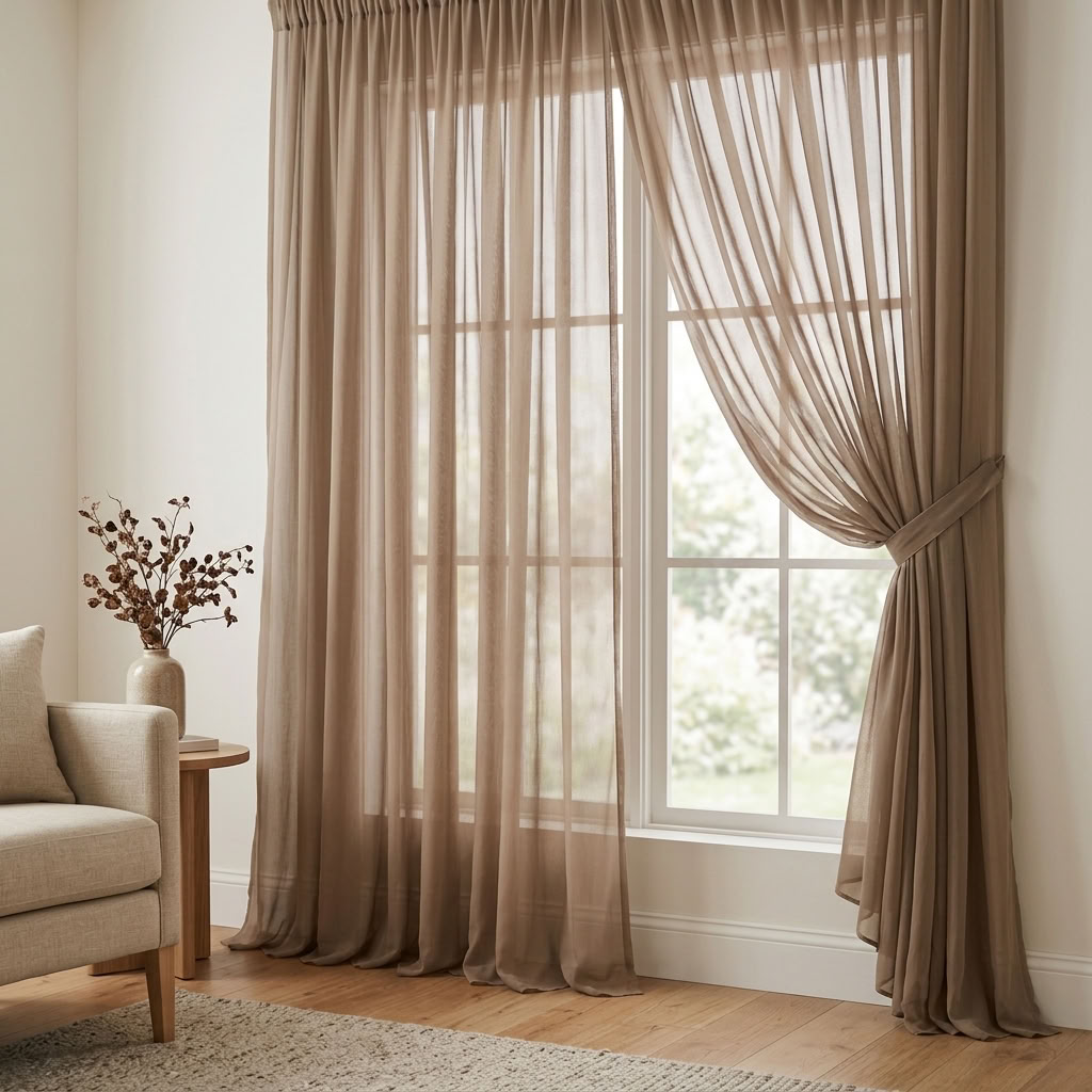 Chiffon Drapery Panel in Taupe 9017 - drapery view 7