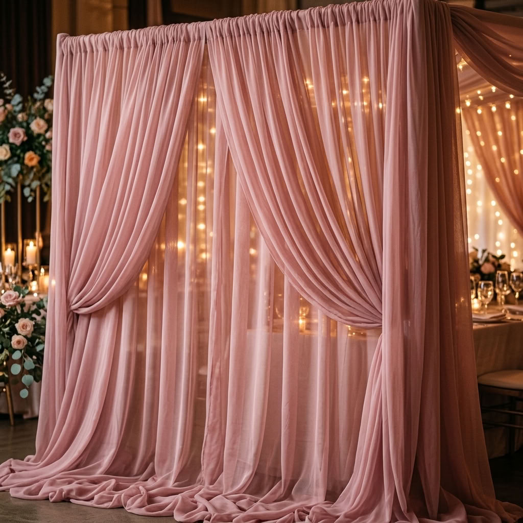 Chiffon Drapery Panel in D/Rose 1159 - drapery view 5