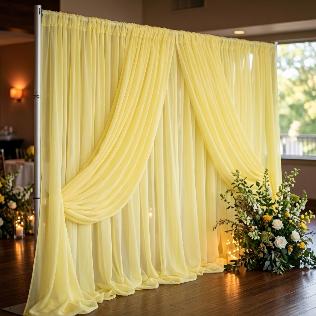 Chiffon Drapery Panel in Lemon Lush 7737 - drapery view 8