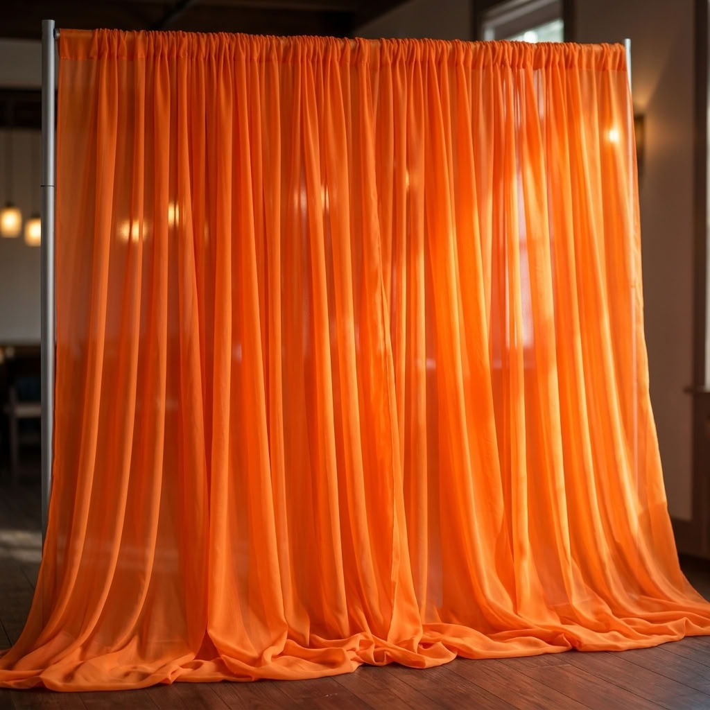 Chiffon Drapery Panel in Orange 1608 - drapery view 3