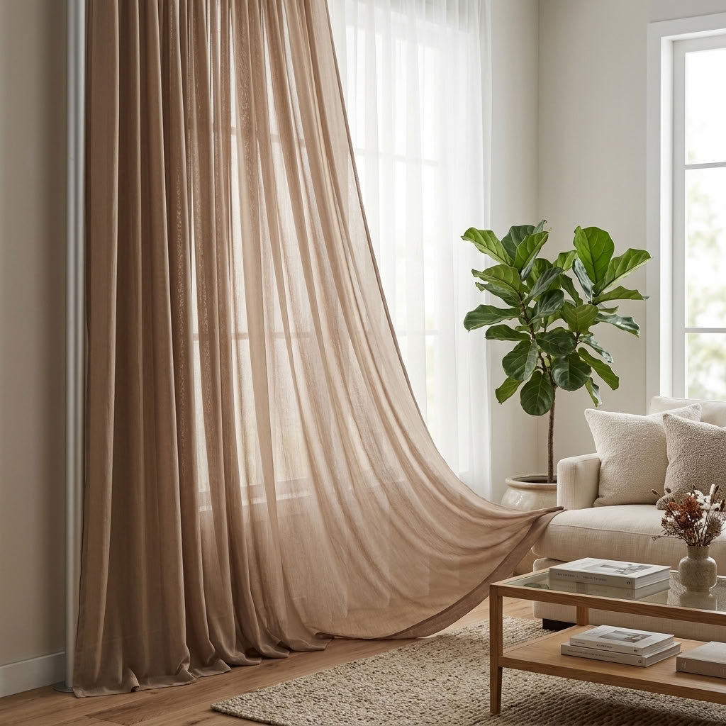 Chiffon Drapery Panel in Taupe 9017 - drapery view 4