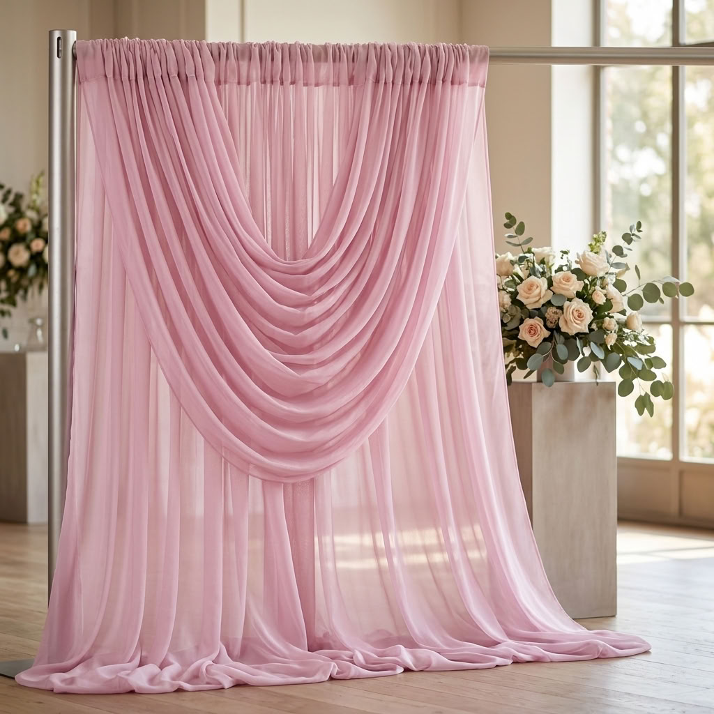 Chiffon Drapery Panel in Pink 1157 - drapery view 3