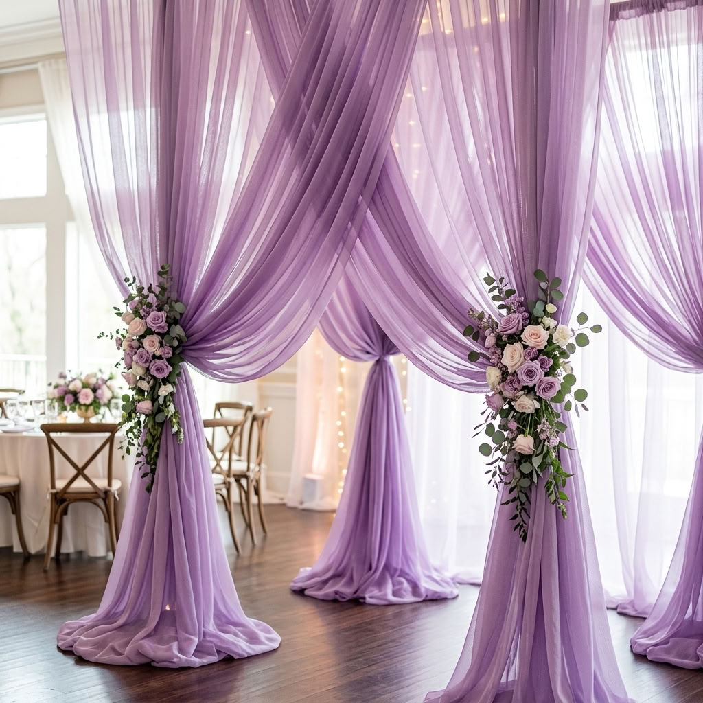 Chiffon Drapery Panel in Lilac 1173 - drapery view 8