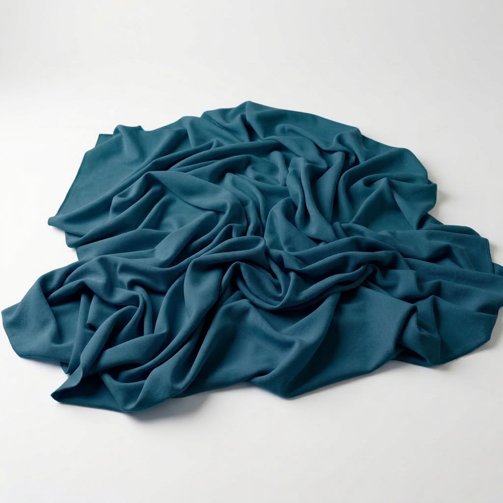 Interlock (Stretch) Wholesale Fabric in Peacock 1777 - piled fabric view