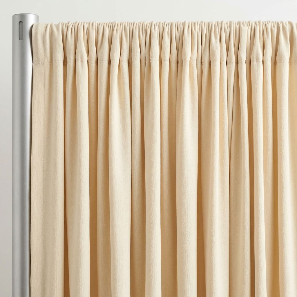 Interlock (Stretch) Drapery Panel in Vanilla 1111 - hanging drapery